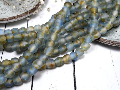 Ghana Beads - Recycled Glass Beads - African Glass Beads - Fair Trade Beads - Approx 10-11mm - 20" Strand - (J52)