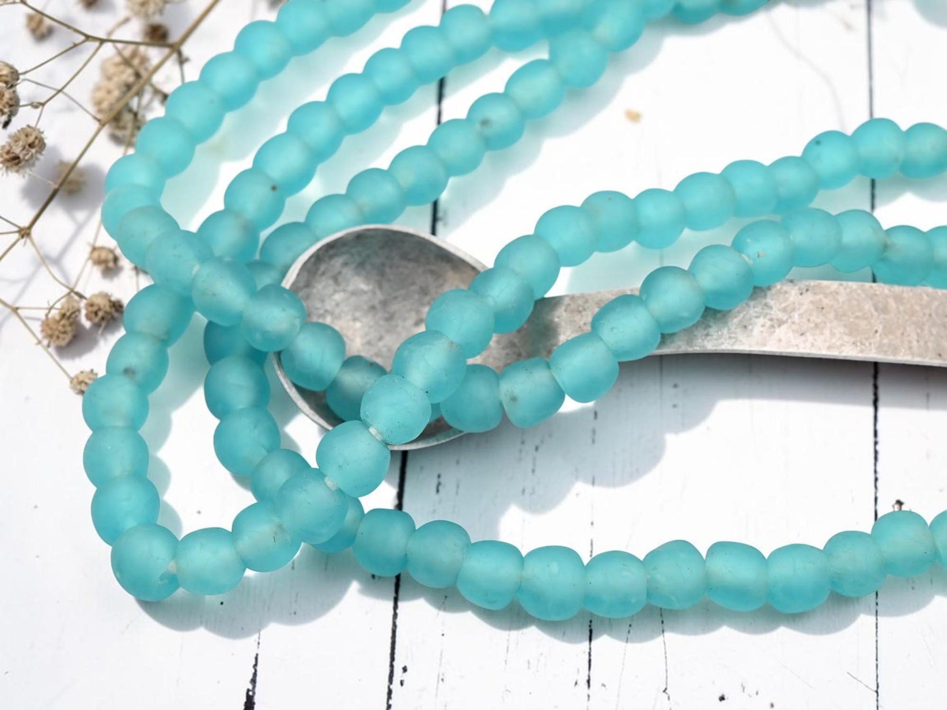 Ghana Beads - Recycled Glass Beads - African Glass Beads - Fair Trade Beads - Approx 10-11mm - 20" Strand - (J52)