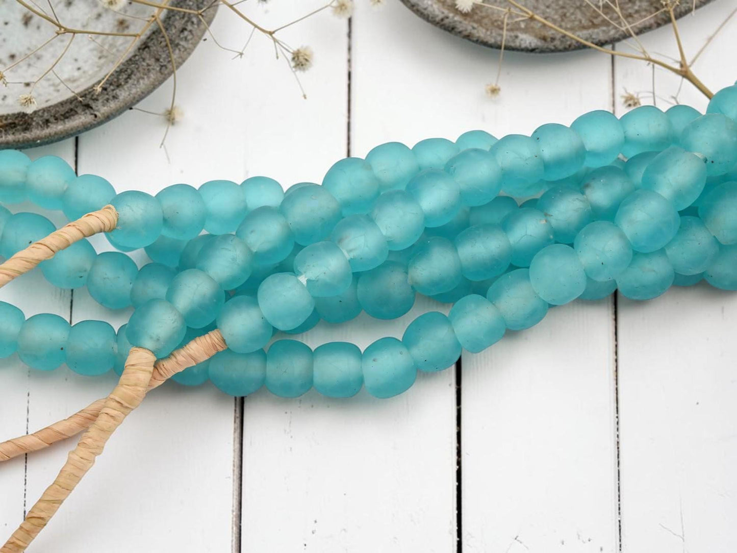 Ghana Beads - Recycled Glass Beads - African Glass Beads - Fair Trade Beads - Approx 10-11mm - 20" Strand - (J52)