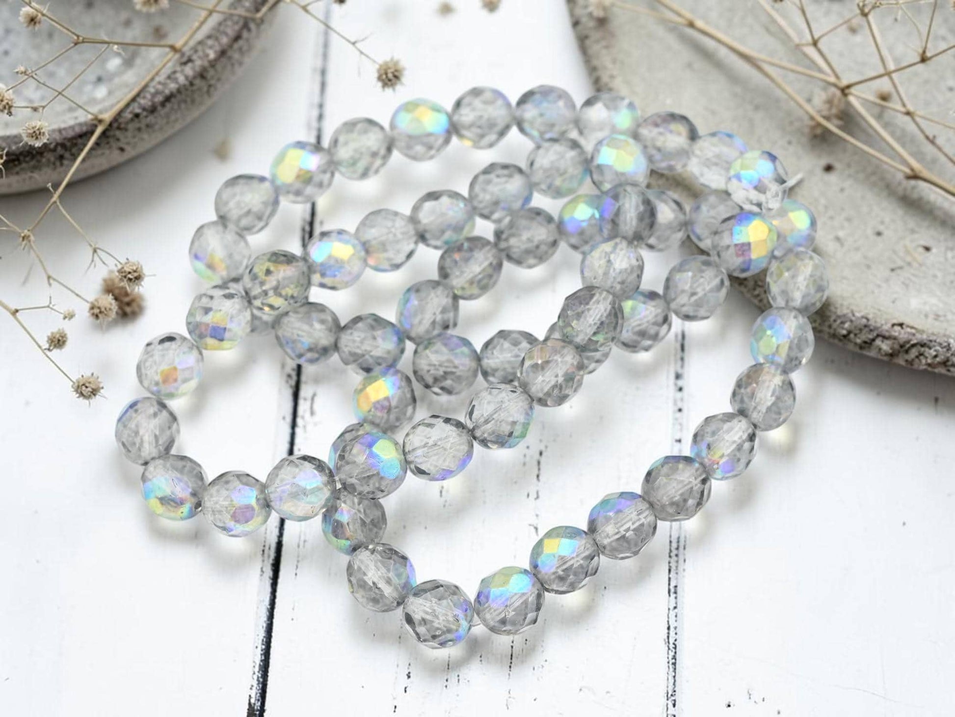 Czech Glass Beads - Fire Polished Beads - Round Beads - Faceted Beads - 8mm - 20pcs - (3927)