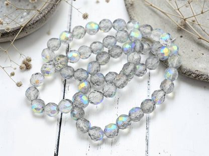 Czech Glass Beads - Fire Polished Beads - Round Beads - Faceted Beads - 8mm - 20pcs - (3927)