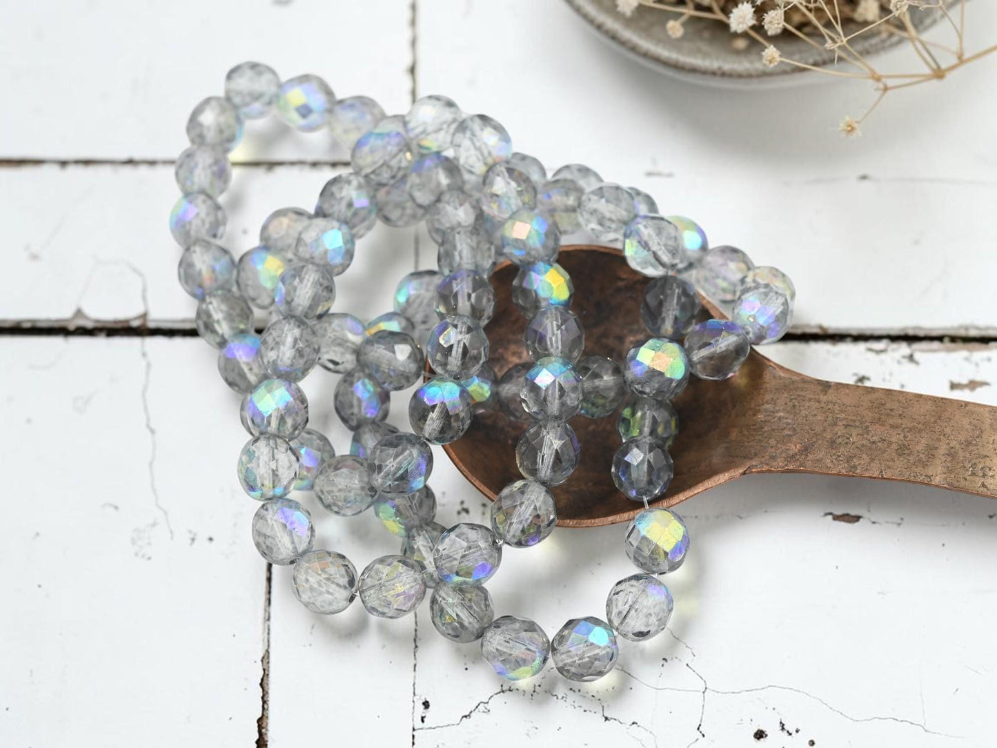 Czech Glass Beads - Fire Polished Beads - Round Beads - Faceted Beads - 8mm - 20pcs - (3927)