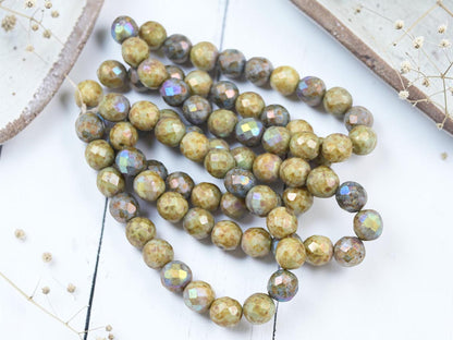 Picasso Beads - Czech Glass Beads - Fire Polished Beads - Round Beads - Faceted Beads - 8mm - 20pcs - (1769)