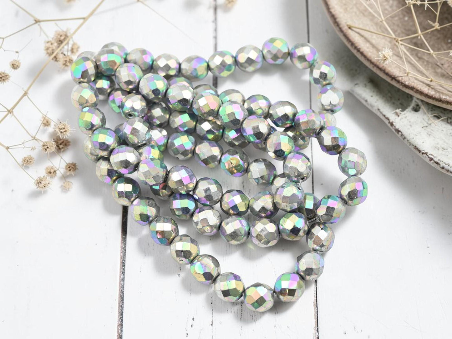 Czech Glass Beads - Fire Polished Beads - Round Beads - Faceted Beads - 8mm - 20pcs - (720)