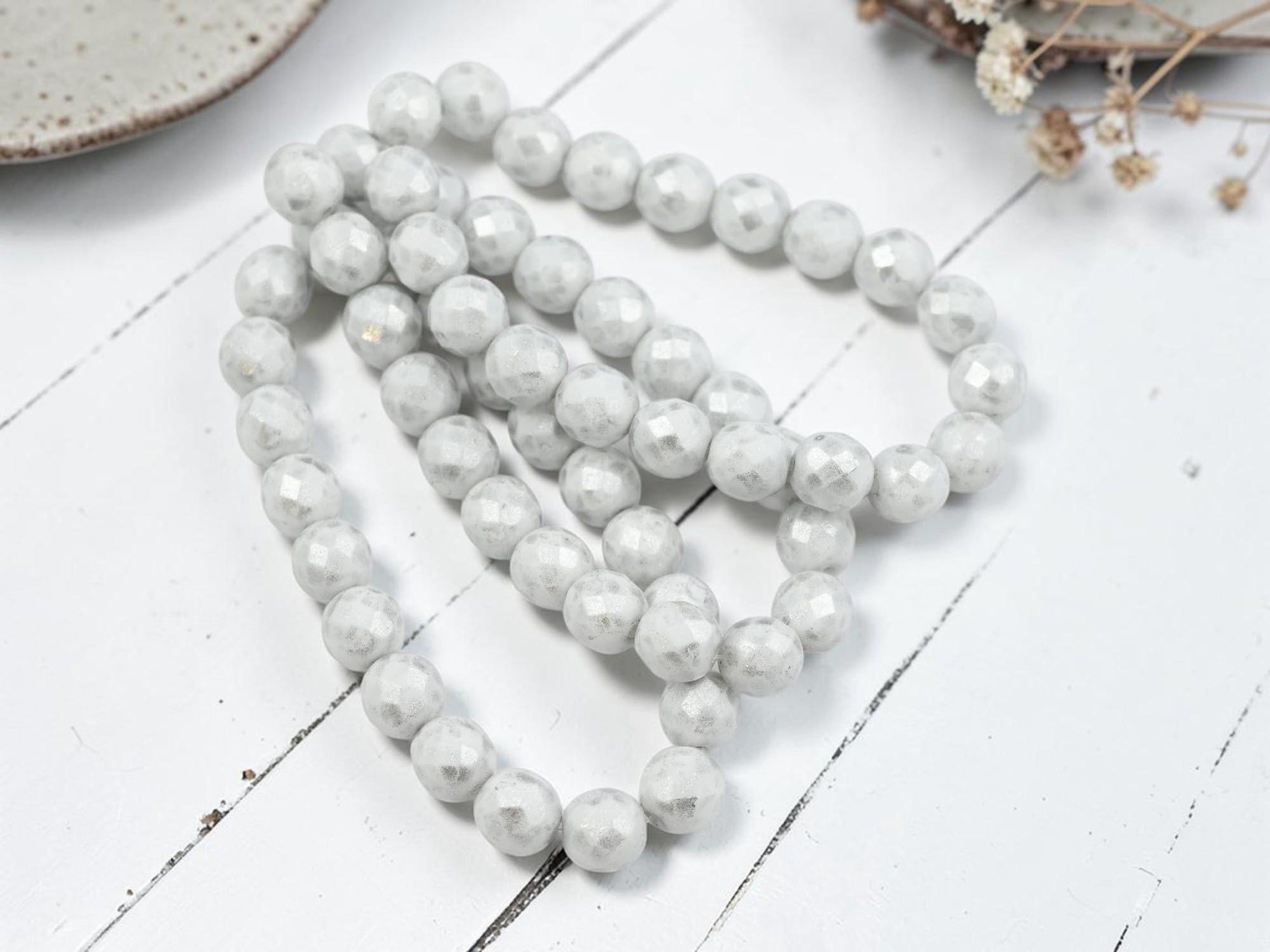 Czech Glass Beads - Fire Polished Beads - Round Beads - Faceted Beads - 8mm - 20pcs - (922)