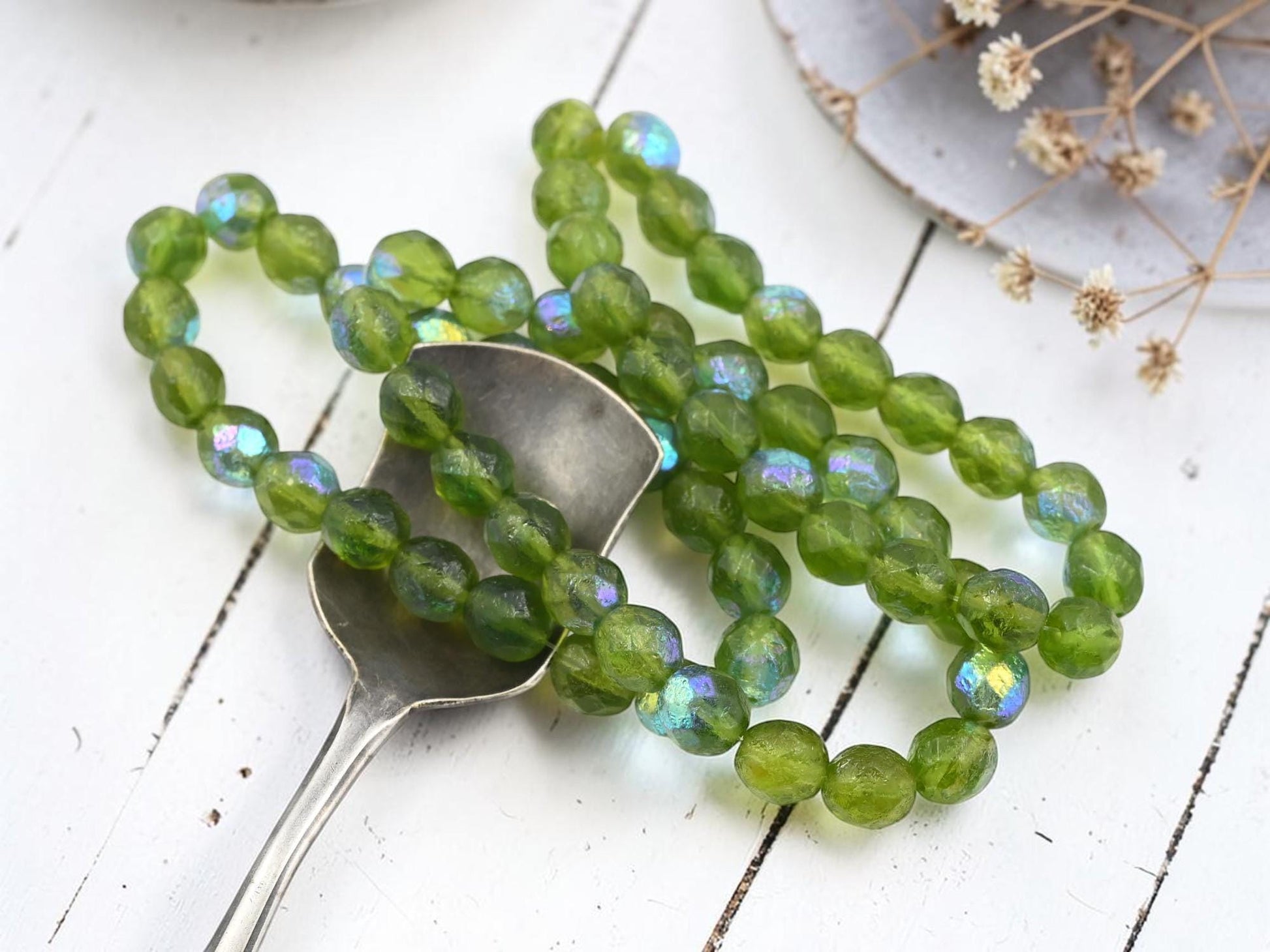 Czech Glass Beads - Fire Polished Beads - Round Beads - Faceted Beads - 8mm - 20pcs - (3927)