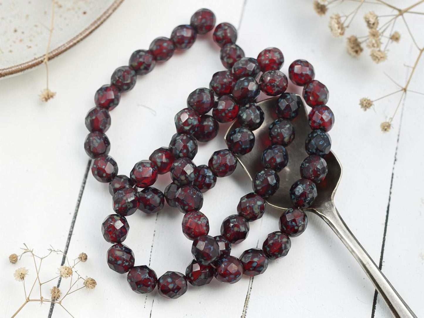 Picasso Beads - Czech Glass Beads - Fire Polished Faceted Round Beads - 8mm - 20pcs - (918)