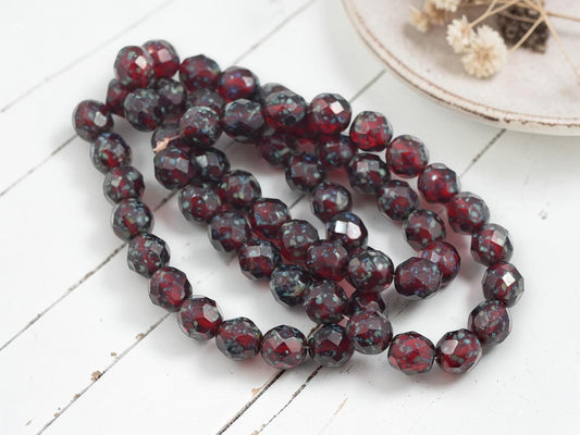 Picasso Beads - Czech Glass Beads - Fire Polished Faceted Round Beads - 8mm - 20pcs - (918)