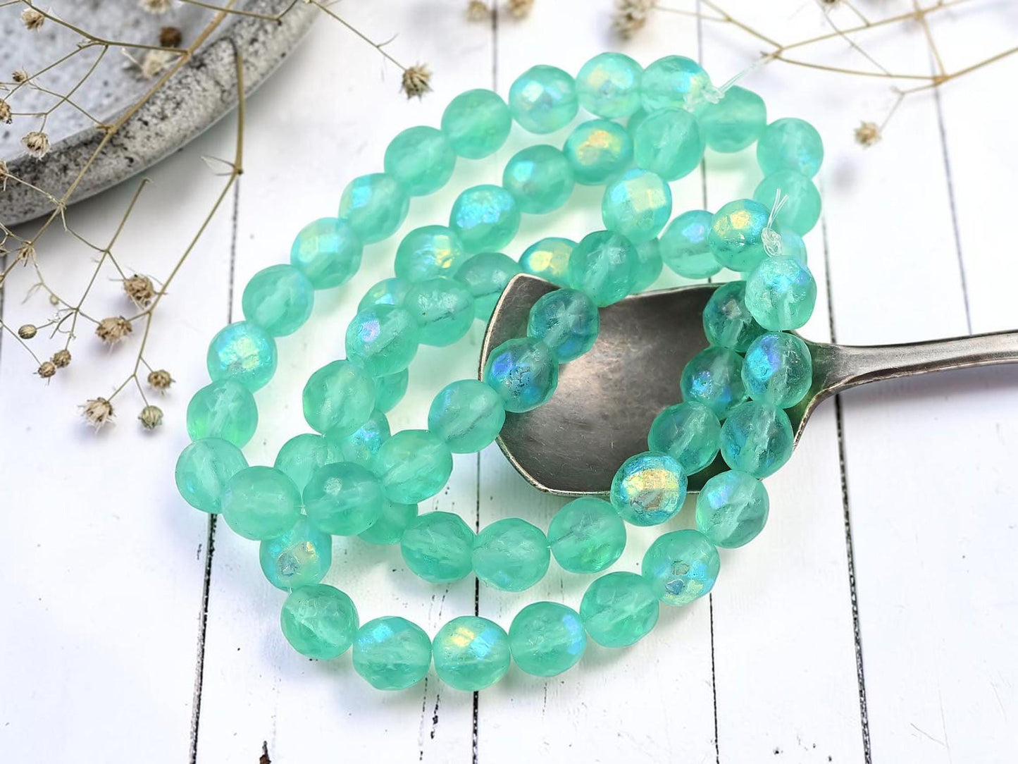 Czech Glass Beads - Fire Polished Beads - Round Beads - Faceted Beads - 8mm - 20pcs - (3927)