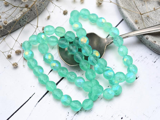 Czech Glass Beads - Fire Polished Beads - Round Beads - Faceted Beads - 8mm - 20pcs - (3927)