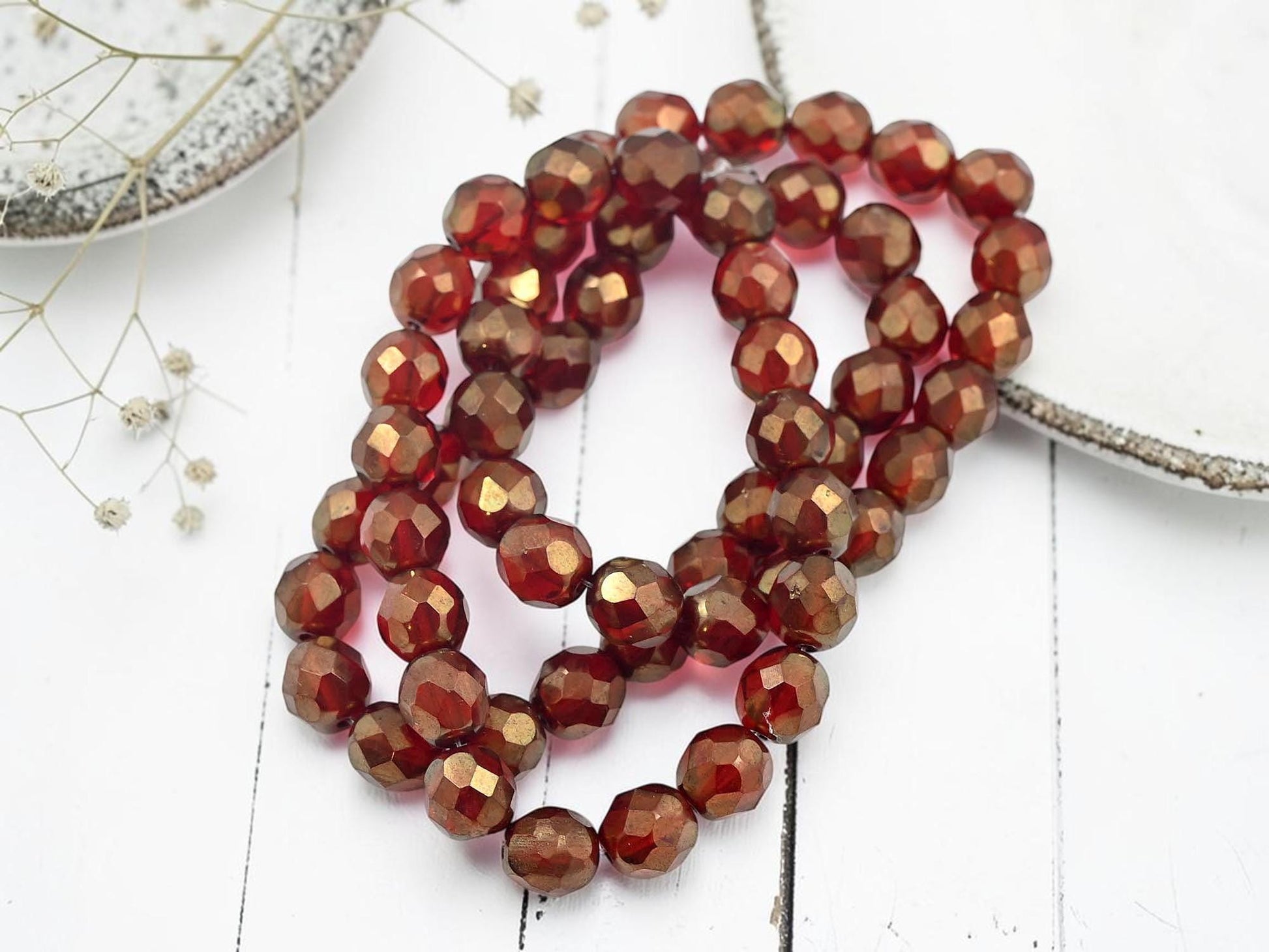 Czech Glass Beads - Fire Polished Faceted Round Beads - 8mm - 20pcs - (313)