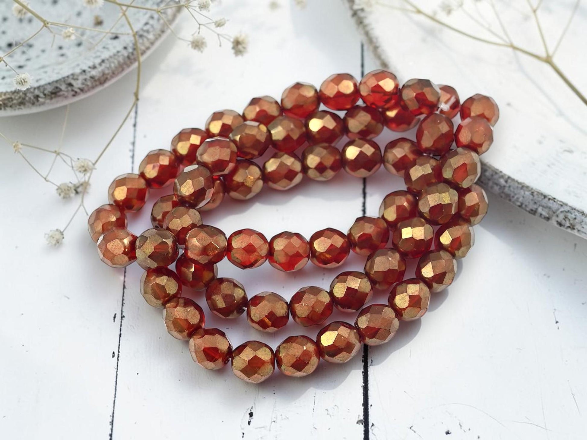 Czech Glass Beads - Fire Polished Faceted Round Beads - 8mm - 20pcs - (313)