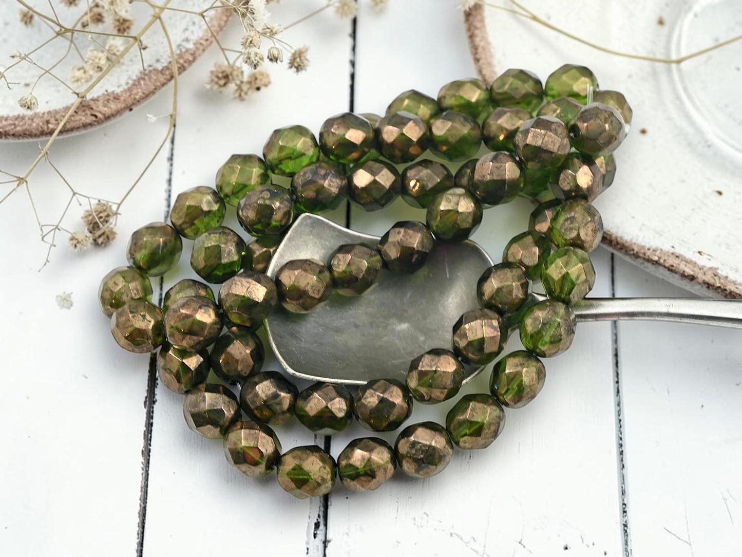 Czech Glass Beads - Fire Polished Beads - Round Beads - Faceted Beads - 8mm - 20pcs - (3931)