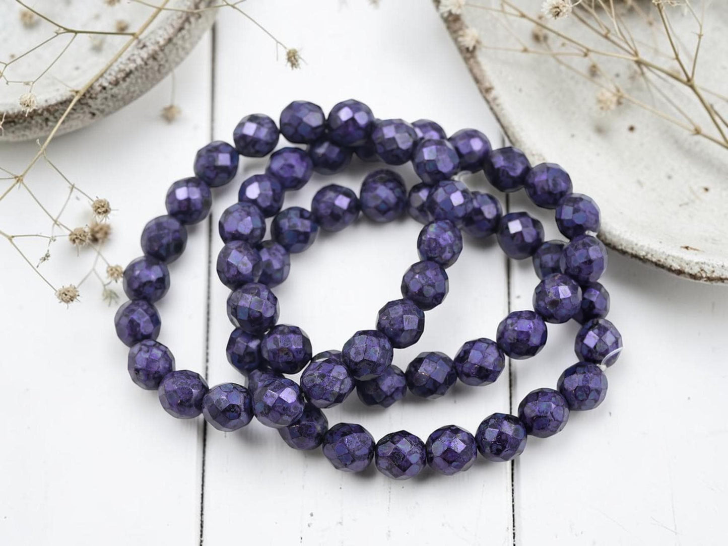 Czech Glass Beads - Fire Polished Beads - Round Beads - Faceted Beads - 8mm - 20pcs - (752)