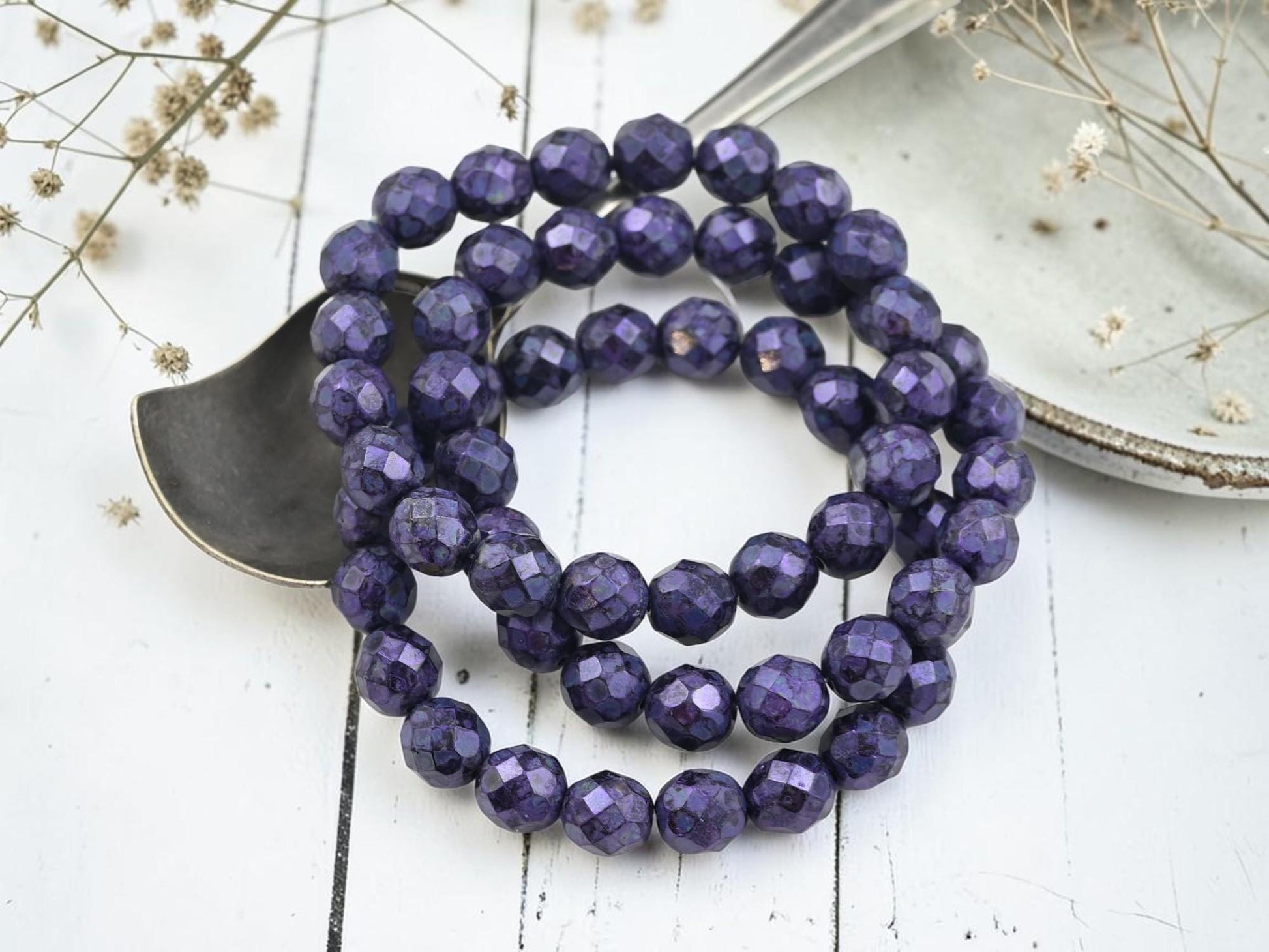 Czech Glass Beads - Fire Polished Beads - Round Beads - Faceted Beads - 8mm - 20pcs - (752)