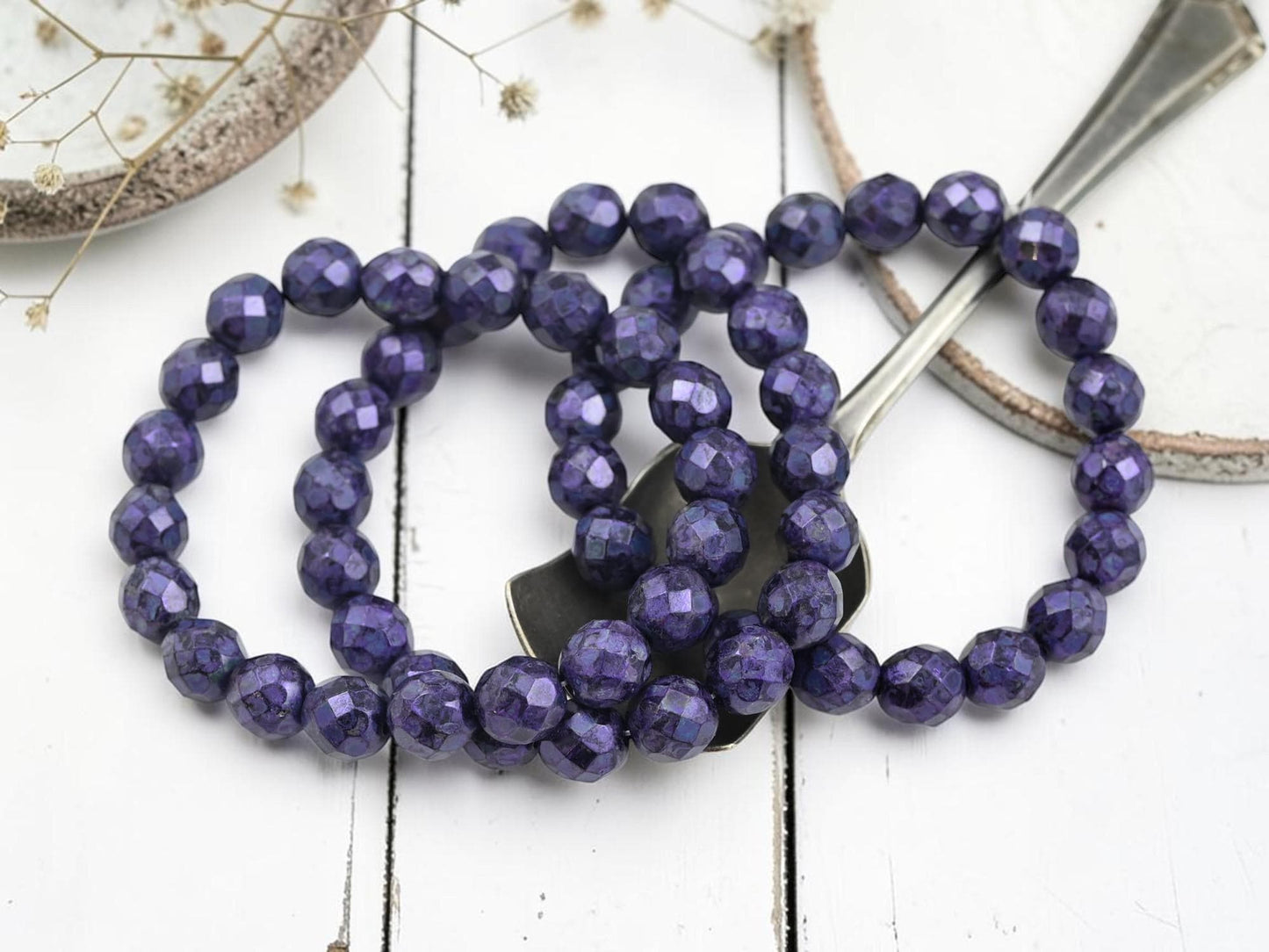 Czech Glass Beads - Fire Polished Beads - Round Beads - Faceted Beads - 8mm - 20pcs - (752)