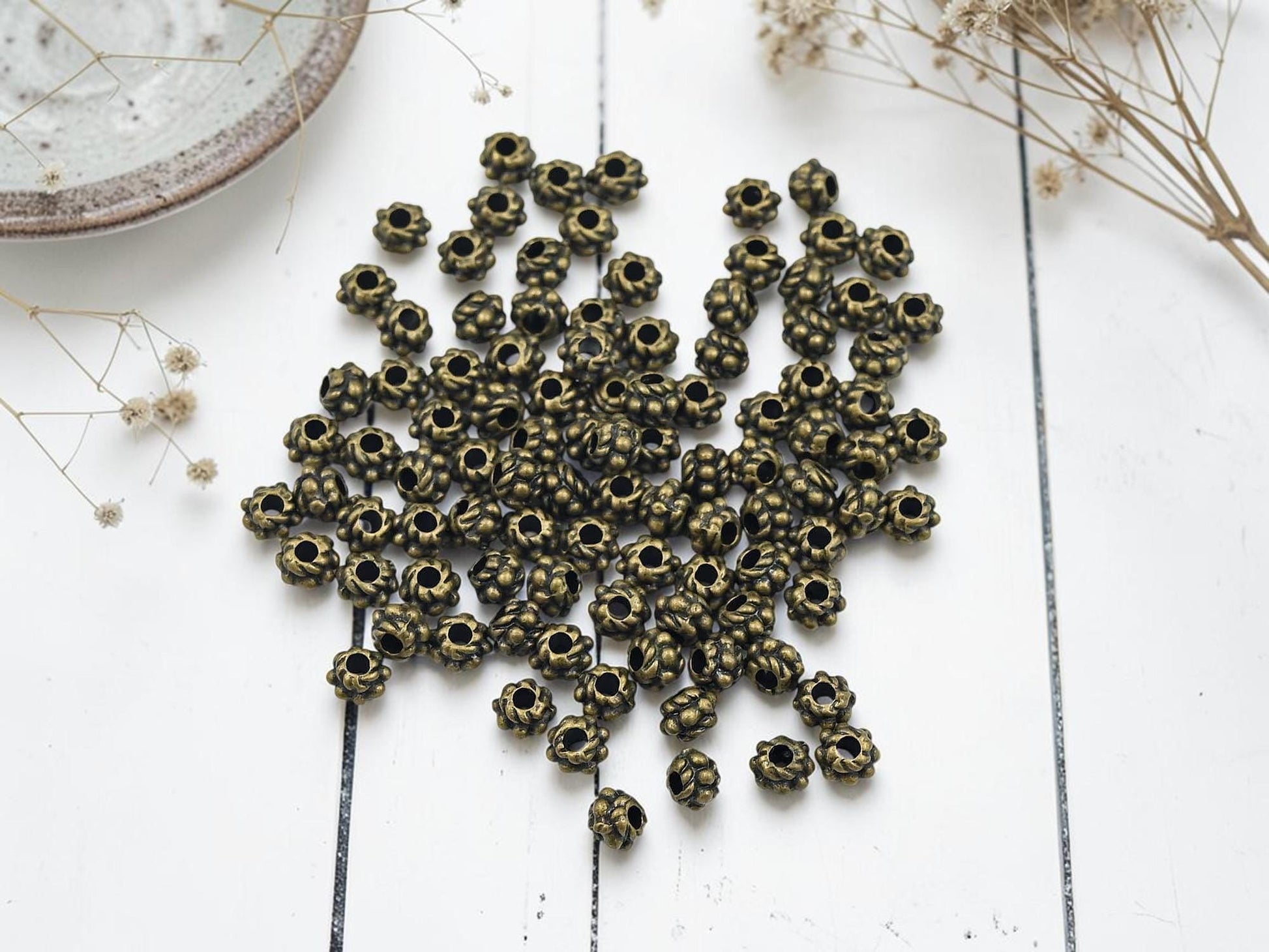 Antique Bronze Small Metal Rondelle Spacer Beads - 4x3mm - 100pcs - (1507)