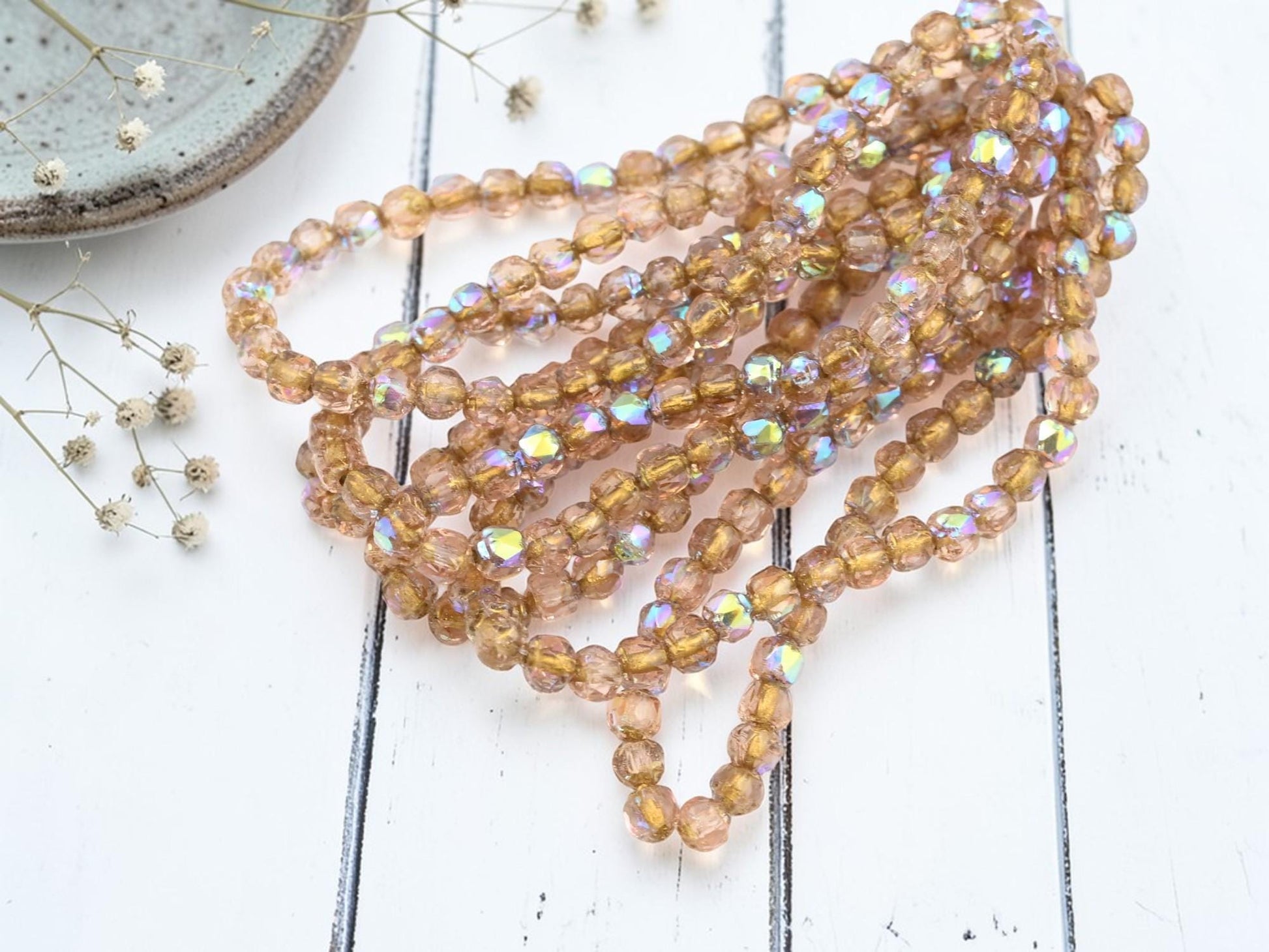 Picasso Beads - Cathedral Beads - Czech Glass Beads - Picasso Beads - Fire Polish Beads - 4mm - 40pcs - (5108)