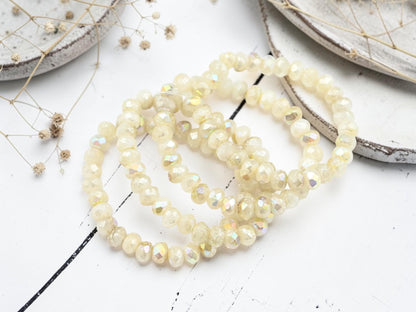 Czech Glass Faceted Fire Polished Rondelle Beads - Gold Washed Aqua Opaline - 30pcs - 3x5mm - (4257)