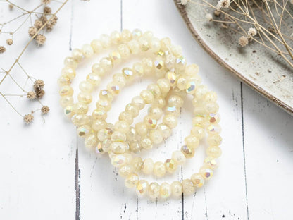 Czech Glass Faceted Fire Polished Rondelle Beads - Gold Washed Aqua Opaline - 30pcs - 3x5mm - (4257)