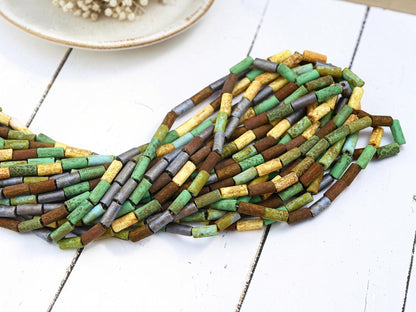 Bugle Beads - Picasso Beads - Czech Glass Beads - Seed Beads - 9x4mm - 20" Strand - (3440)