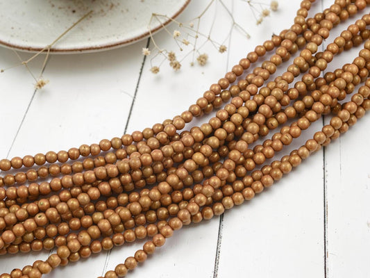 Czech Glass 4mm Round Druk Spacer Beads - Rose Gold Luster - 54pcs - (B197)