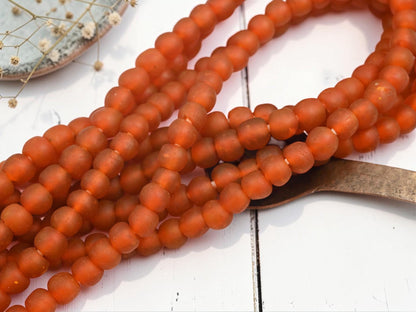 Ghana Beads - Recycled Glass Beads - African Glass Beads - Fair Trade Beads - Approx 8-10mm - 20" Strand - (J01)