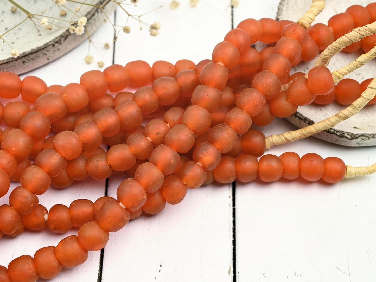 Ghana Beads - Recycled Glass Beads - African Glass Beads - Fair Trade Beads - Approx 8-10mm - 20" Strand - (J01)