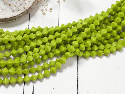 Czech Glass Beads - Chartreuse Beads - Lucerna Bicone - Bicone Beads - Spacer Beads - 6mm - 25pcs - (1244)