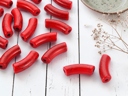 Curved Tube Beads - Lightweight Beads - Acrylic Beads - 36x14mm - 6pcs - (B411)
