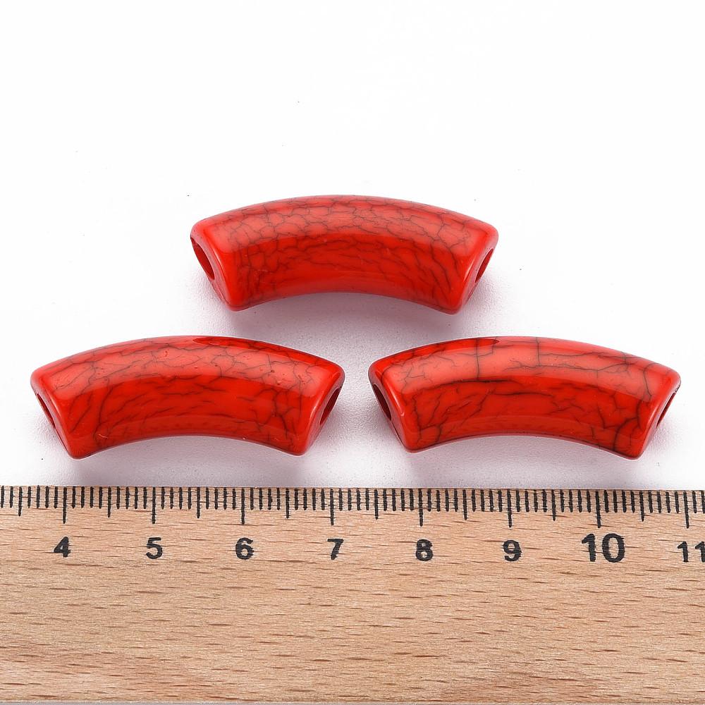 Curved Tube Beads - Lightweight Beads - Acrylic Beads - 36x14mm - 6pcs - (B411)