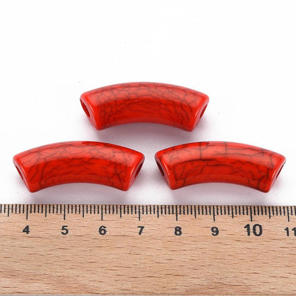 Curved Tube Beads - Lightweight Beads - Acrylic Beads - 36x14mm - 6pcs - (B411)