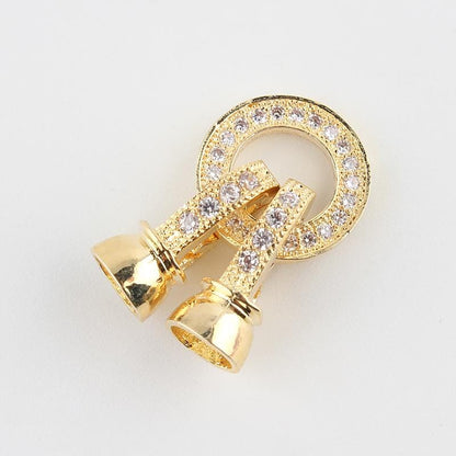 Plated Brass Micro Pave CZ Fold Over Clasp - Platinum - Gold - Rose Gold - 27x11mm - 1pc