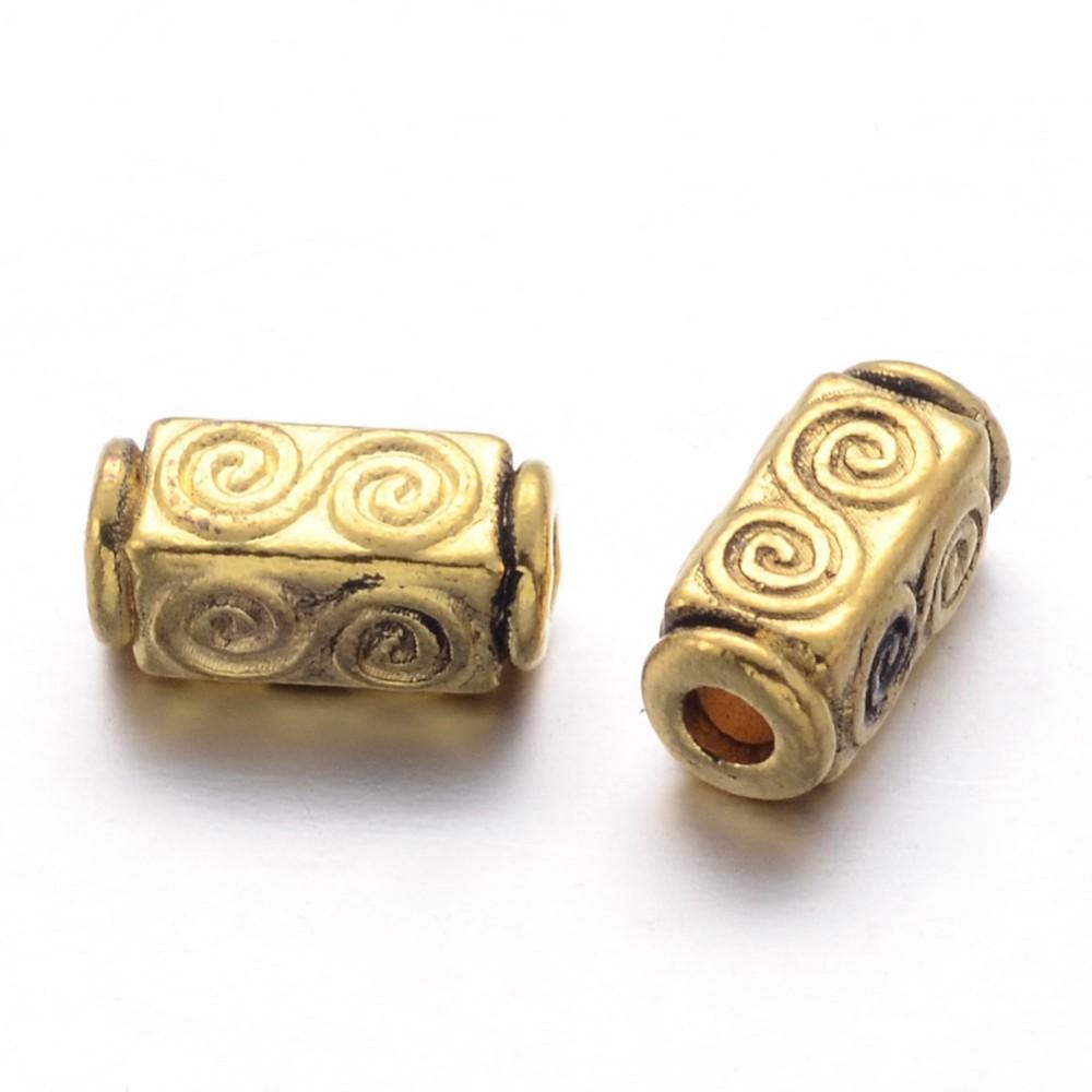 Metal Beads - Gold Beads - Tube Beads - Spacer Beads - Metal Spacers - 11x5mm - 50pcs - (B208)