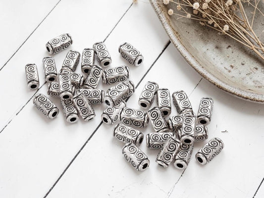 Metal Beads - Silver Beads - Tube Beads - Spacer Beads - Metal Spacers - 11x5mm - 50pcs - (A144)