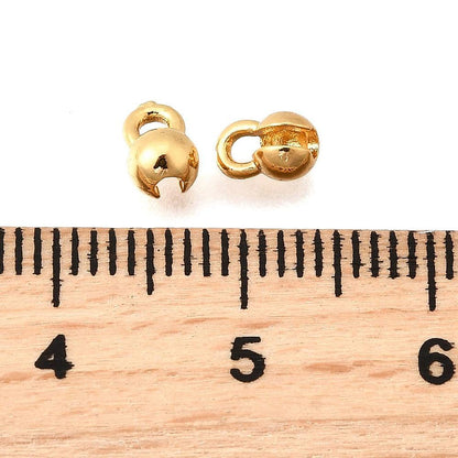 Brass Bead Tips - Crimp Covers - Gold or Platinum - 5x4mm- 50pcs