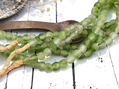Ghana Beads - Recycled Glass Beads - African Glass Beads - Fair Trade Beads - Approx 9-10mm - 20" Strand - (J62)