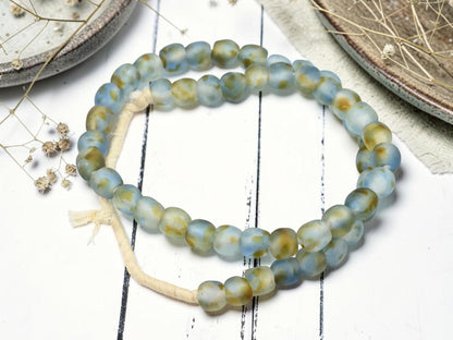 Ghana Beads - Recycled Glass Beads - African Glass Beads - Fair Trade Beads - Approx 10-11mm - 20" Strand - (J52)