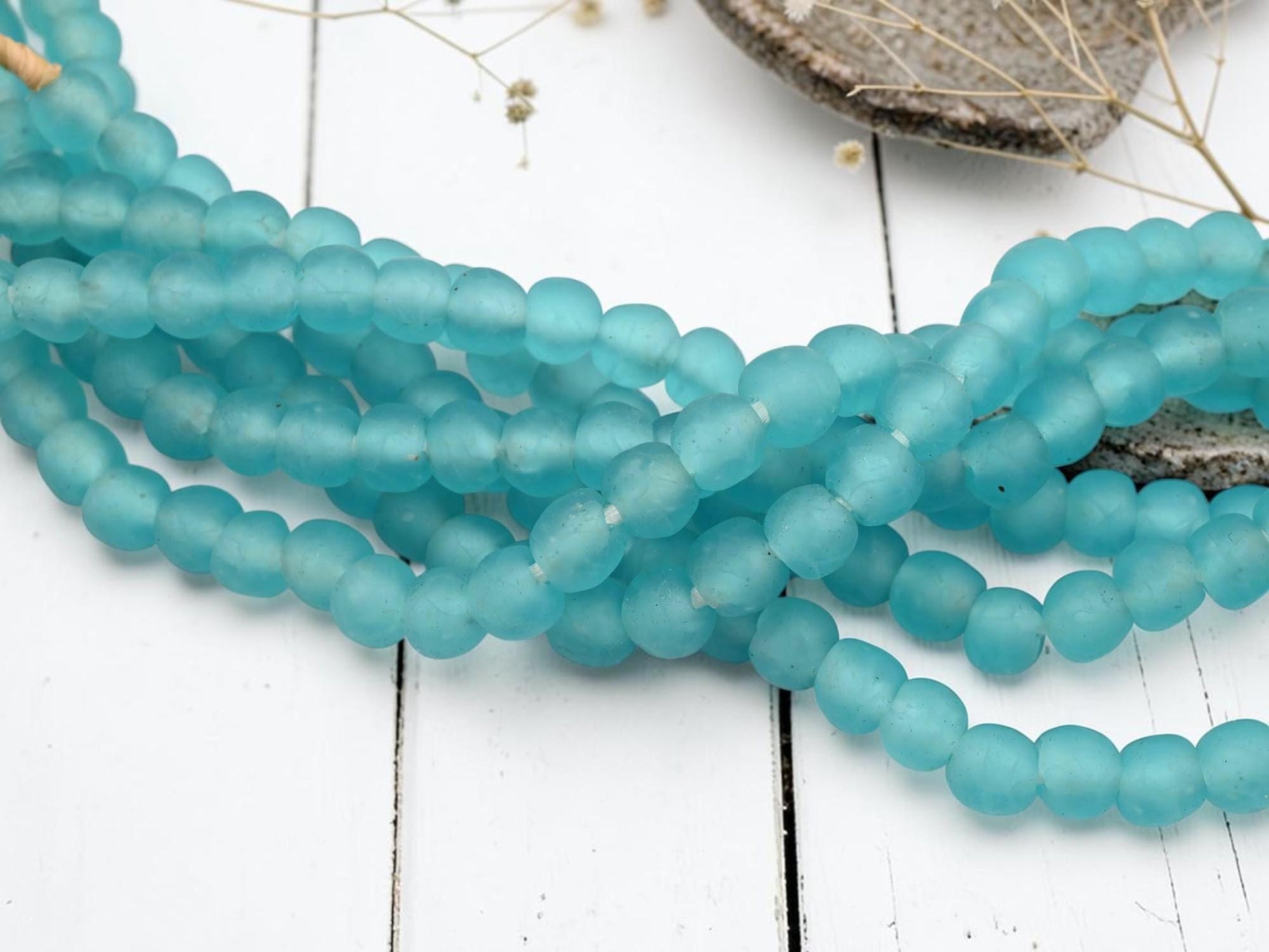 Ghana Beads - Recycled Glass Beads - African Glass Beads - Fair Trade Beads - Approx 10-11mm - 20" Strand - (J52)