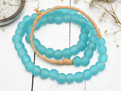 Ghana Beads - Recycled Glass Beads - African Glass Beads - Fair Trade Beads - Approx 10-11mm - 20" Strand - (J52)
