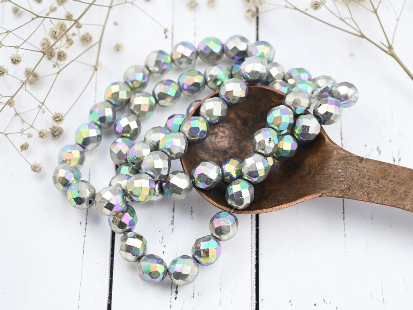 Czech Glass Beads - Fire Polished Beads - Round Beads - Faceted Beads - 8mm - 20pcs - (720)