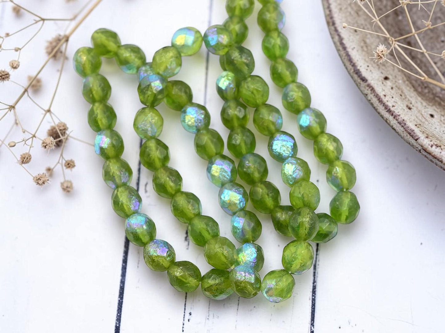 Czech Glass Beads - Fire Polished Beads - Round Beads - Faceted Beads - 8mm - 20pcs - (3927)