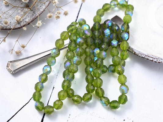 Czech Glass Beads - Fire Polished Beads - Round Beads - Faceted Beads - 8mm - 20pcs - (3927)