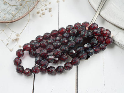 Picasso Beads - Czech Glass Beads - Fire Polished Faceted Round Beads - 8mm - 20pcs - (918)