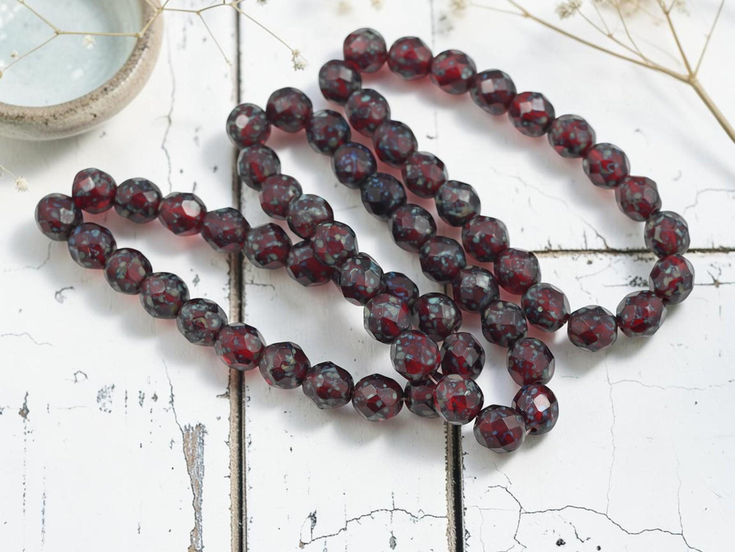Picasso Beads - Czech Glass Beads - Fire Polished Faceted Round Beads - 8mm - 20pcs - (918)