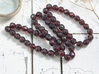 Picasso Beads - Czech Glass Beads - Fire Polished Faceted Round Beads - 8mm - 20pcs - (918)