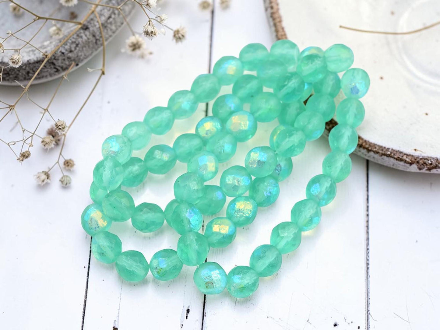 Czech Glass Beads - Fire Polished Beads - Round Beads - Faceted Beads - 8mm - 20pcs - (3927)