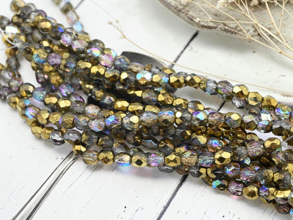 Czech Glass Beads - Fire Polished Beads - Etched Beads - Round Beads - 6mm Beads - 25pcs - (A399)