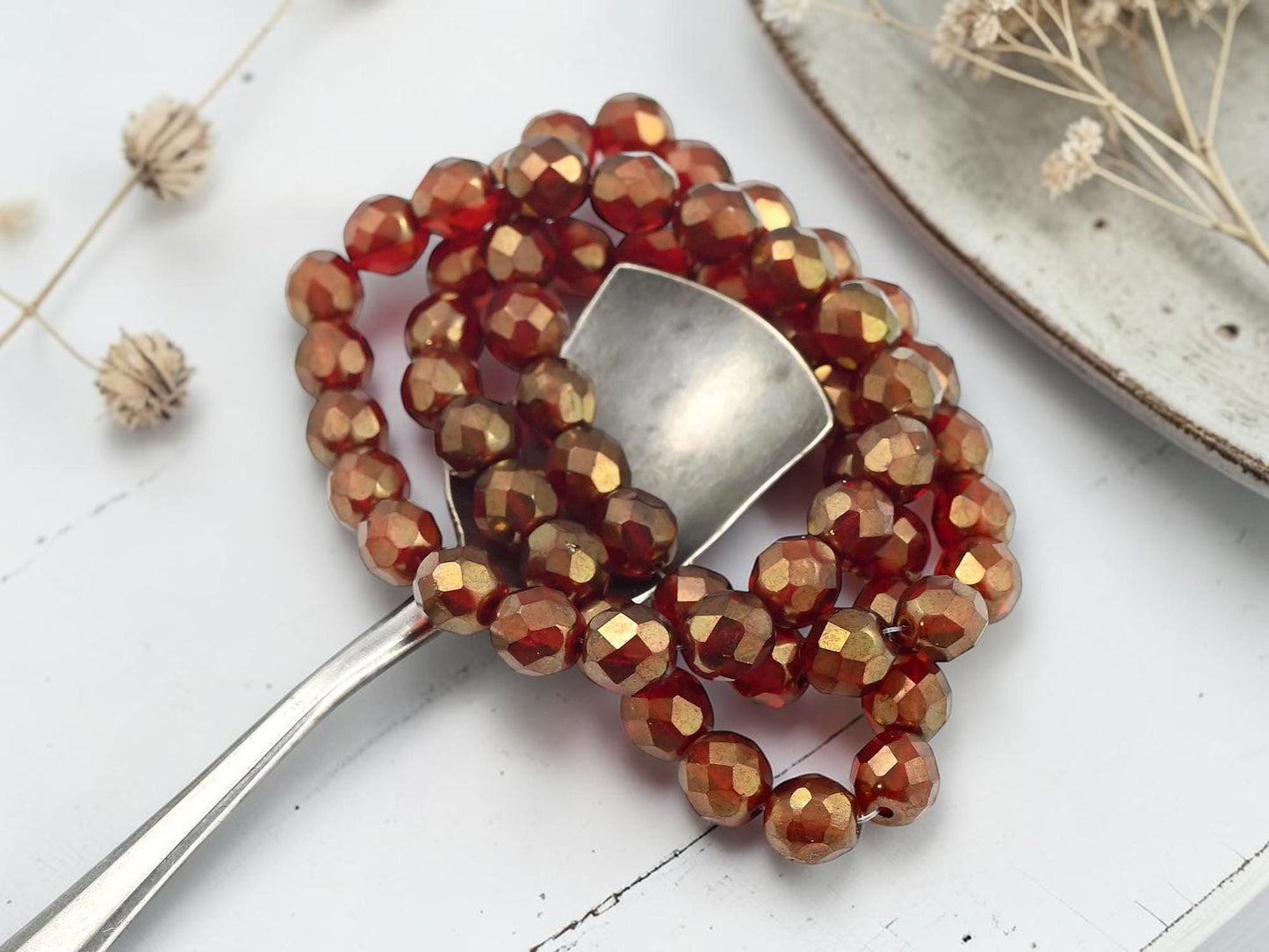Czech Glass Beads - Fire Polished Faceted Round Beads - 8mm - 20pcs - (313)