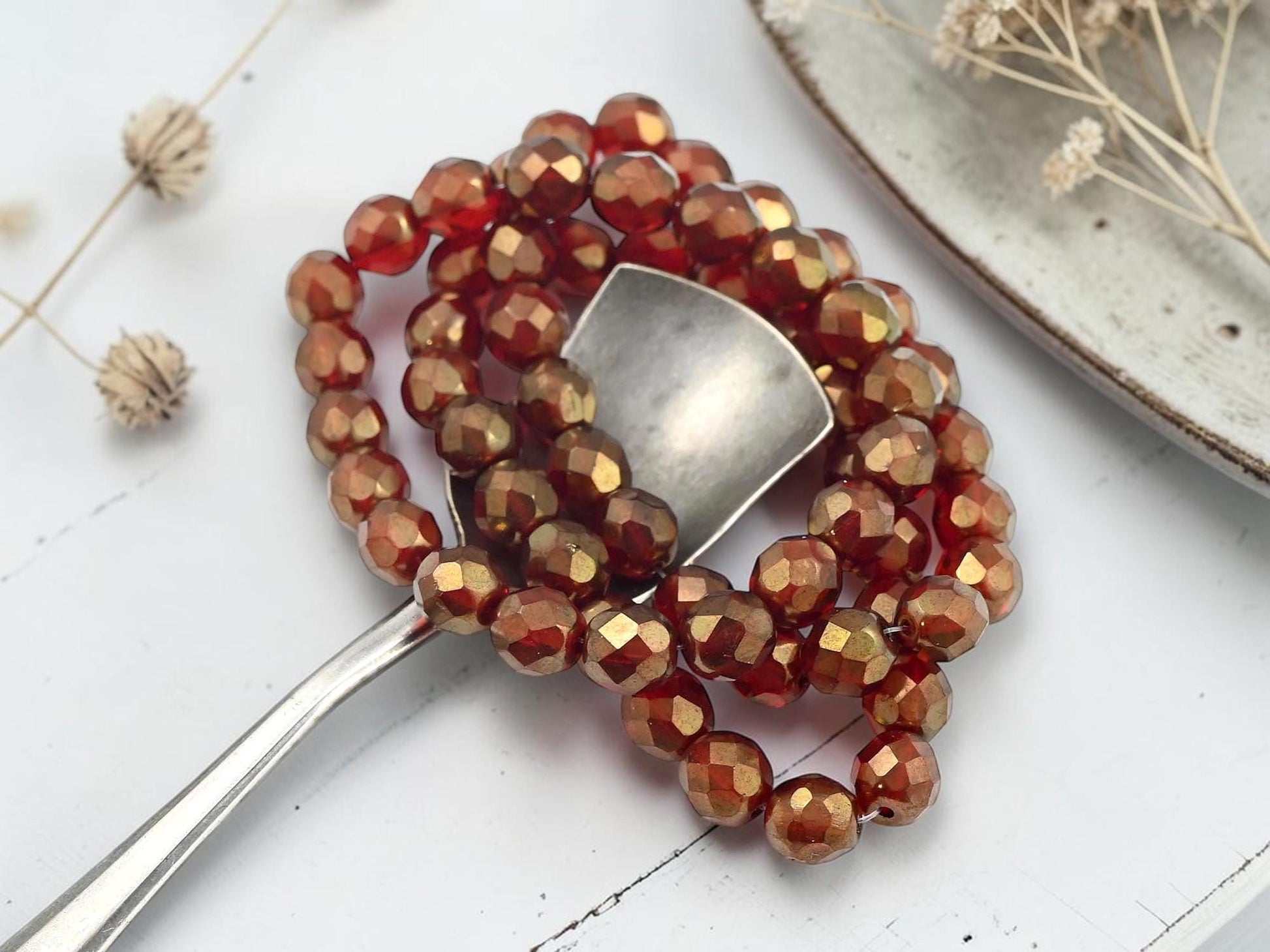 Czech Glass Beads - Fire Polished Faceted Round Beads - 8mm - 20pcs - (313)